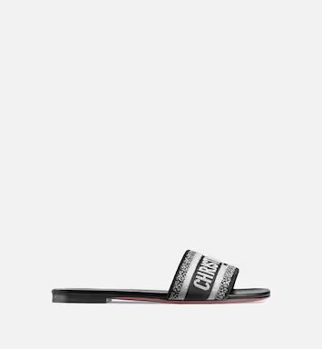 Dway Slide Black Embroidered Cotton | DIOR | Dior Couture