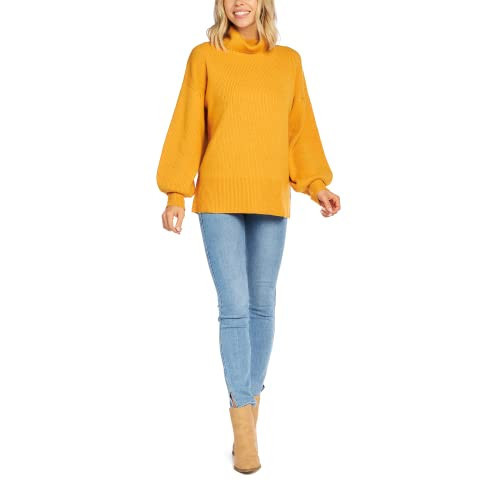 Mud Pie Roxie Womens Turtleneck Sweater, Mustard, Large | Amazon (US)
