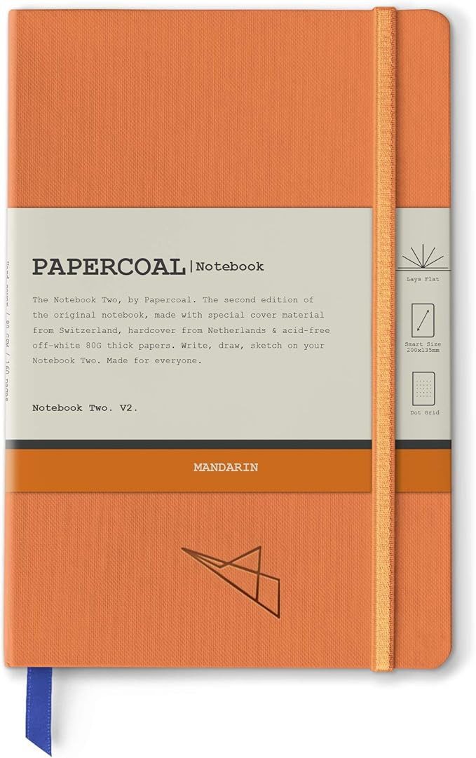 Notebook with Buckram Hard Cover with Dot Grid and Smart Size (200x135 mm), Mandarin - 192 Pages ... | Amazon (US)