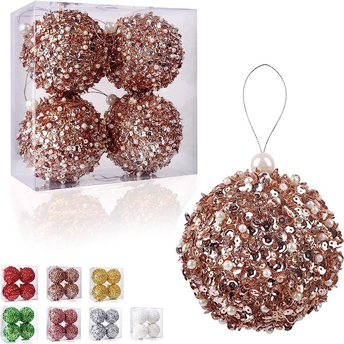 4.25" Christmas Ball Ornaments 4pc Set Shatterproof Christmas Decorations Tree Balls for Xmas Tr... | Amazon (US)