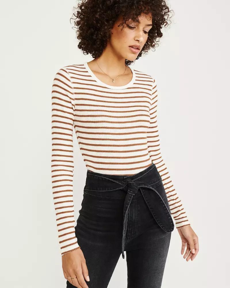 Long-Sleeve Slim Ribbed Tee | Abercrombie & Fitch US & UK