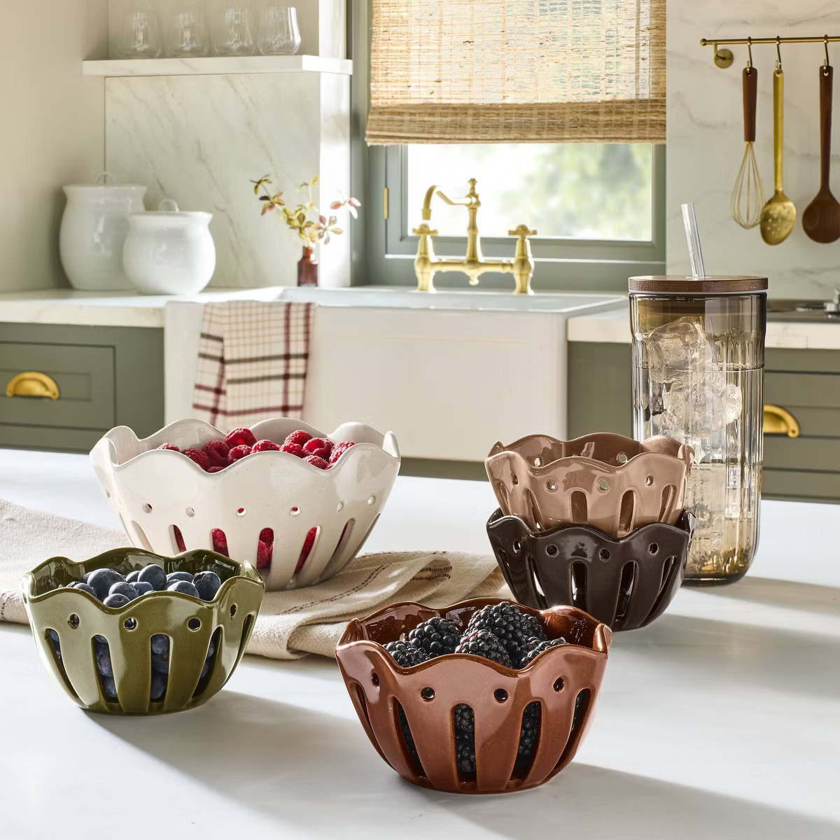 21oz Fluted Glass Tumbler with Wood Lid - Hearth & Hand™ with Magnolia | Target