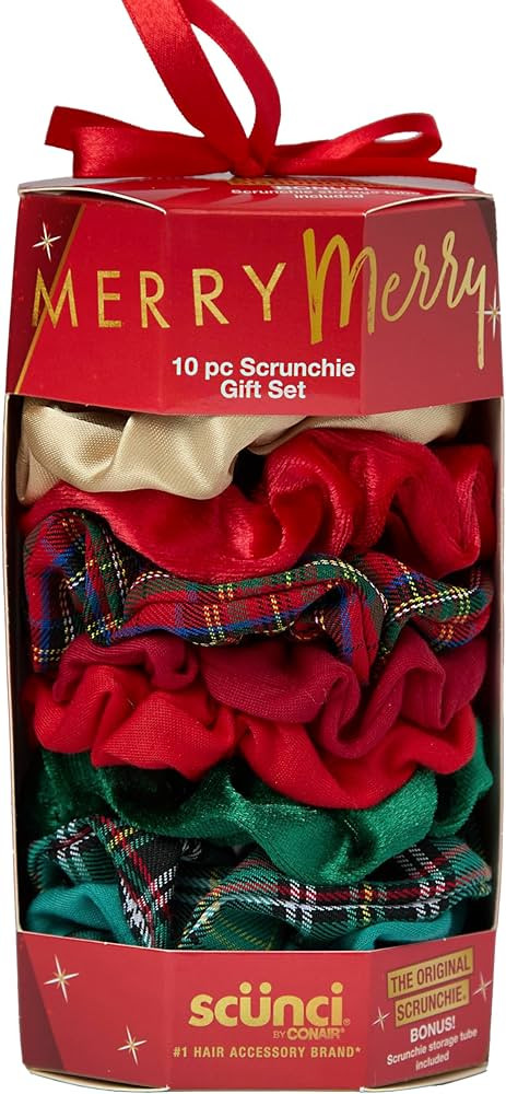 Scunci by Conair 10pk Scrunchie Gift Box - hair ties -holiday gifts - gift sets - hair elastics -... | Amazon (US)