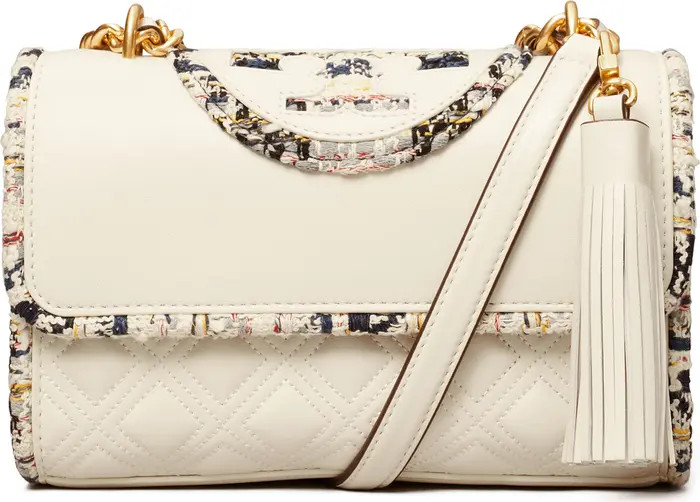 Small Fleming Convertible Leather & Tweed Shoulder Bag | Nordstrom