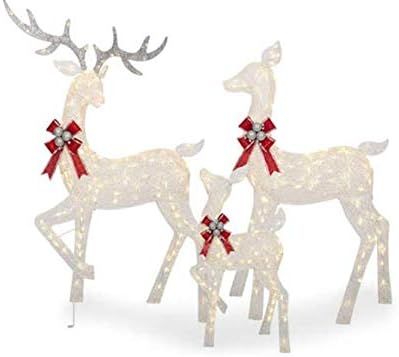 Large 3-Piece LED Lighted Holiday Deer Family - 60" Buck, 52" Doe & 28" Fawn - 360 Clear LED Ligh... | Amazon (US)