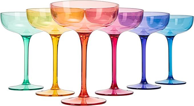 European Style Margarita & Martini Crystal Acrylic Glasses Tritan Drinkware Unbreakable Colored 6... | Amazon (US)