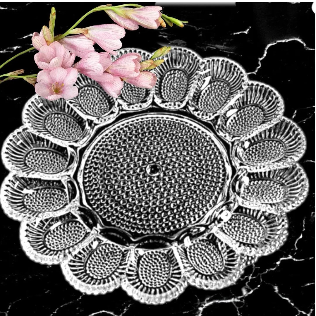 Vintage Indiana Glass Co. Hobnail Deviled Egg Plate Clear Glass 15 eggs 11" | Etsy (US)