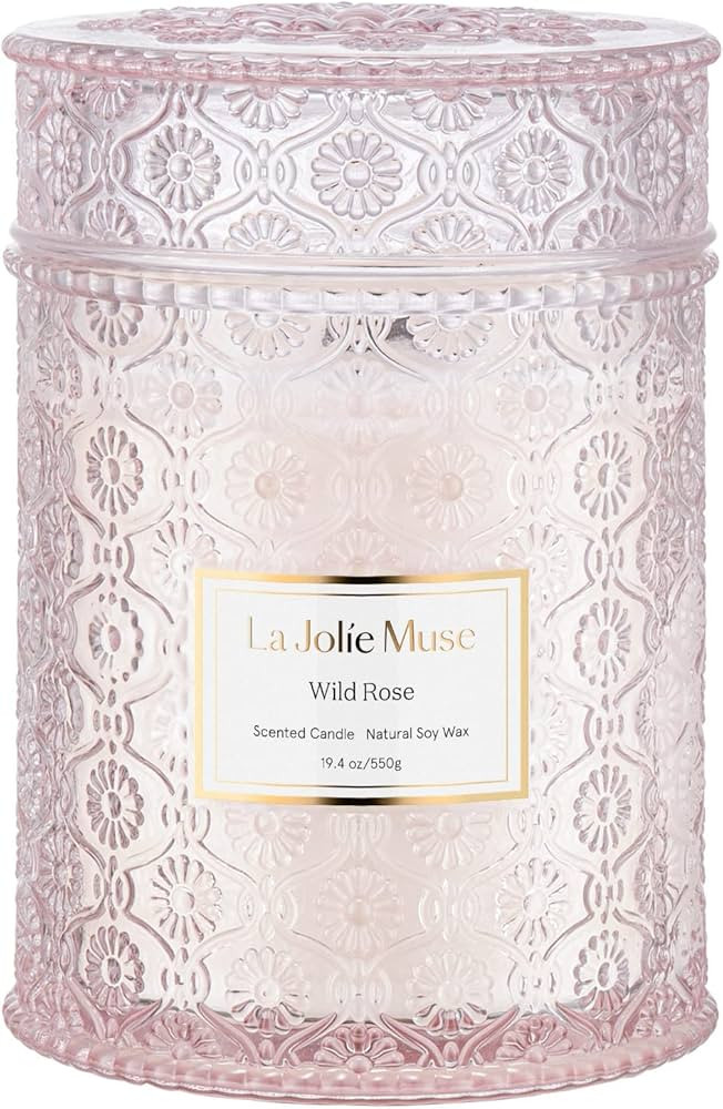LA JOLIE MUSE Candle Gift for Women, Mother Day Gift, Rose Scented Candle, Wood Wicked Glass Jar ... | Amazon (US)