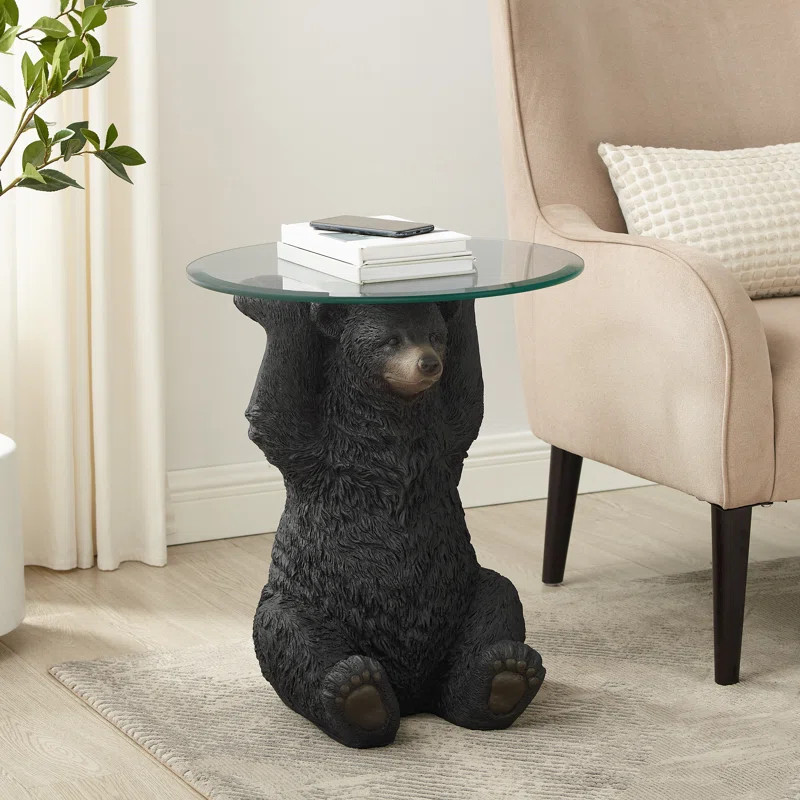 Kershaw Bear 20” Glass Top End Table | Wayfair North America