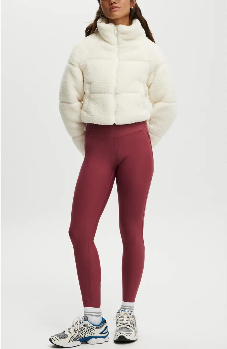 The Mother Puffer Cropped Soft Fleece Jacket | Nordstrom