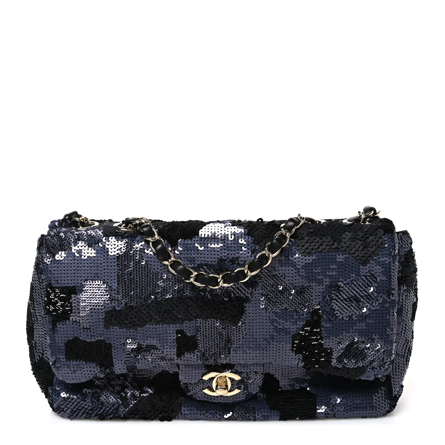 Chanel Sequin Quilted Medium Single Flap Black 1955751 | FASHIONPHILE (US)