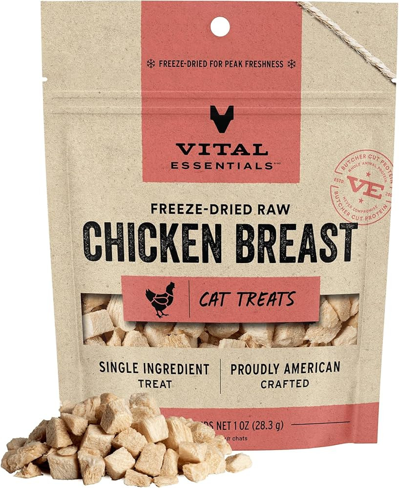 Vital Essentials Freeze Dried Raw Single Ingredient Cat Treats, Chicken Breast, 1 oz | Amazon (US)