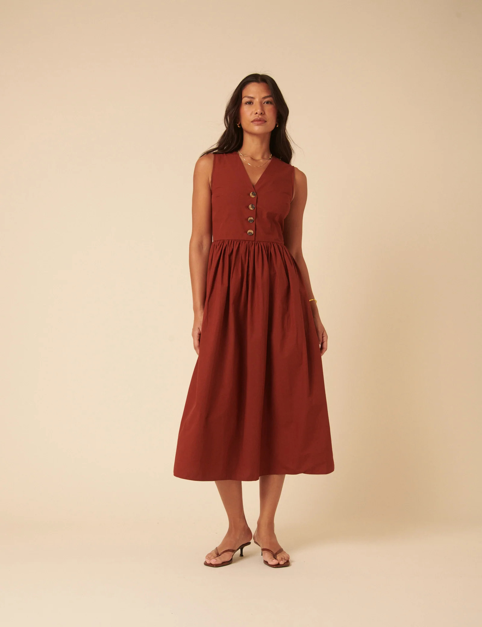 Burnt Orange Oak Midi Dress | Nobody's Child
