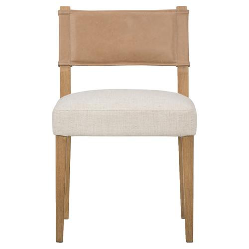 Ely Rustic Lodge Cream Performance Beige Wood Dining Side Chair | Kathy Kuo Home