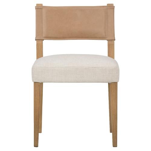 Ely Rustic Lodge Cream Performance Beige Wood Dining Side Chair | Kathy Kuo Home