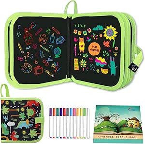 Ccinnoe Erasable Doodle Book for Kids-Toddlers Activity Toys Reusable Drawing Pads with 12 Waterc... | Amazon (US)