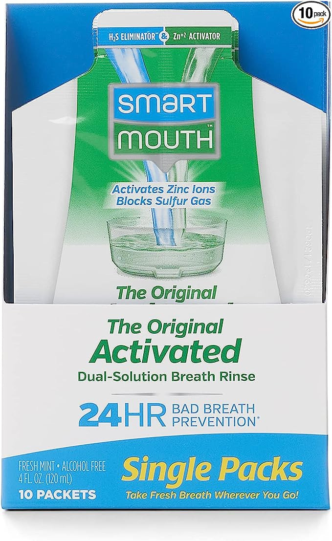 SmartMouth Original Activated Mouthwash Single Packs, Travel Mouthwash, Fresh Mint, 10 Pack | Amazon (US)