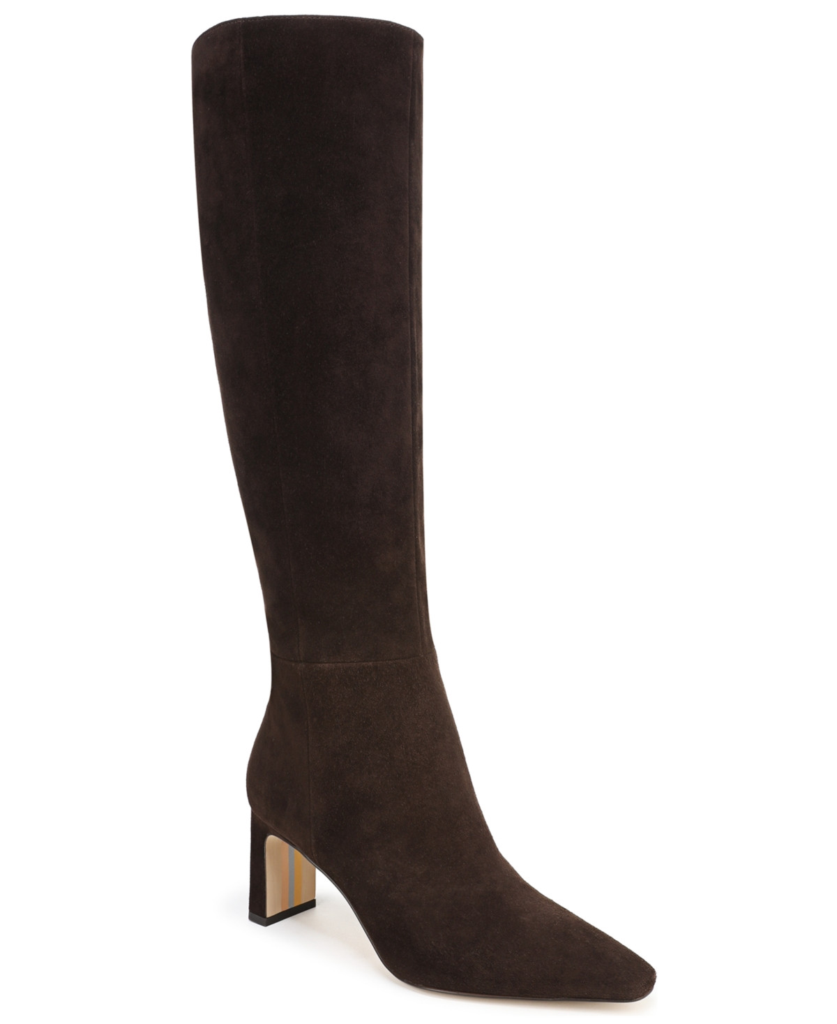 Sam Edelman Women's Sylvia Extra Wide Calf Zip Tall Boots - Chocolate Brown Suede | Macy's