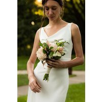 White Satin Maxi Dress Cowl Neck A-Line Bridal Gown | Etsy (US)