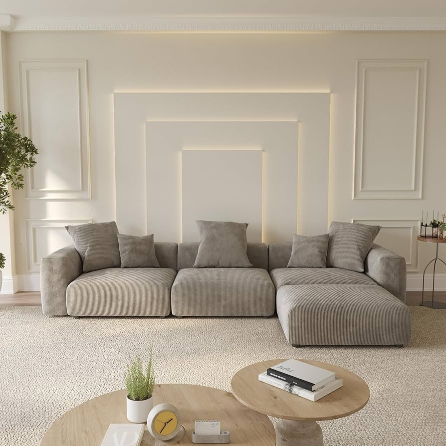 WJShome Cloud Couch Modular Sectional Sofa,141.73inch L Shaped Couch,Oversized Corduroy Couches w... | Amazon (US)