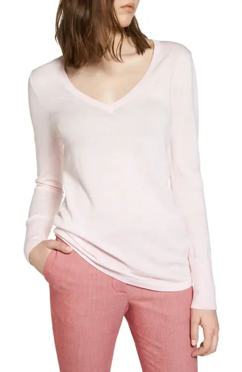 Halogen® Cotton Blend V-Neck Sweater | Nordstrom