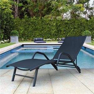 CRO Decor Outdoor Patio Chaise Lounge Beach Chair (Black) | Cymax