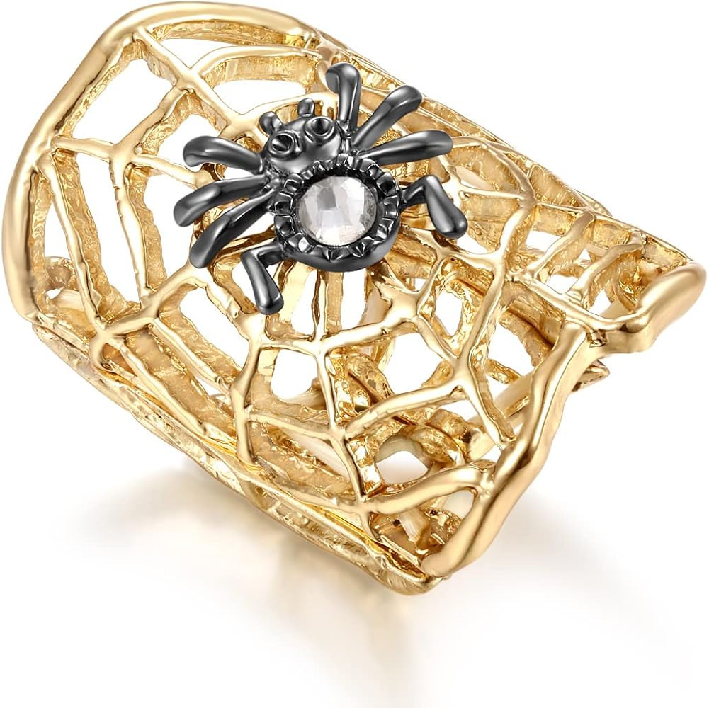 Women’s Gothic Spider Rhinestone Adjustable Alloy Gold Statement Rings Cocktail Party Club Hall... | Amazon (US)