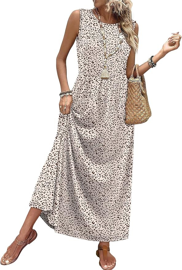 WIHOLL Summer Dresses for Women 2026 Maxi Dresses Long Flowy A Line Sleeveless Sundresses with Po... | Amazon (US)
