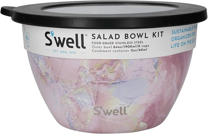 S'well lifetime brands europe limited Salad Bowl Kit, Geode Rose 1.9L - Salad Lunch Box with Cond... | Amazon (US)