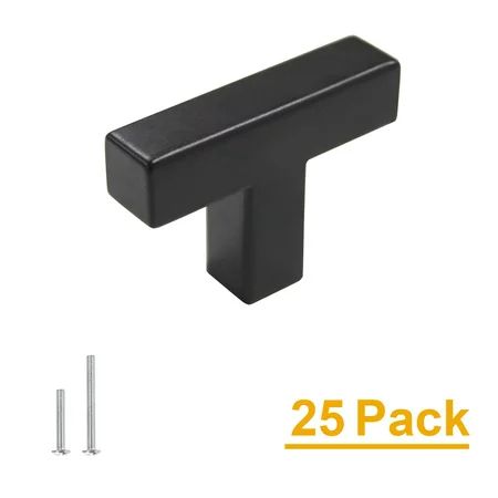 25 Pack Square T Bar Knobs Black Cabinet Knobs Drawer Pulls Knobs 1/2 in Width Single Hole T Knob | Walmart (US)