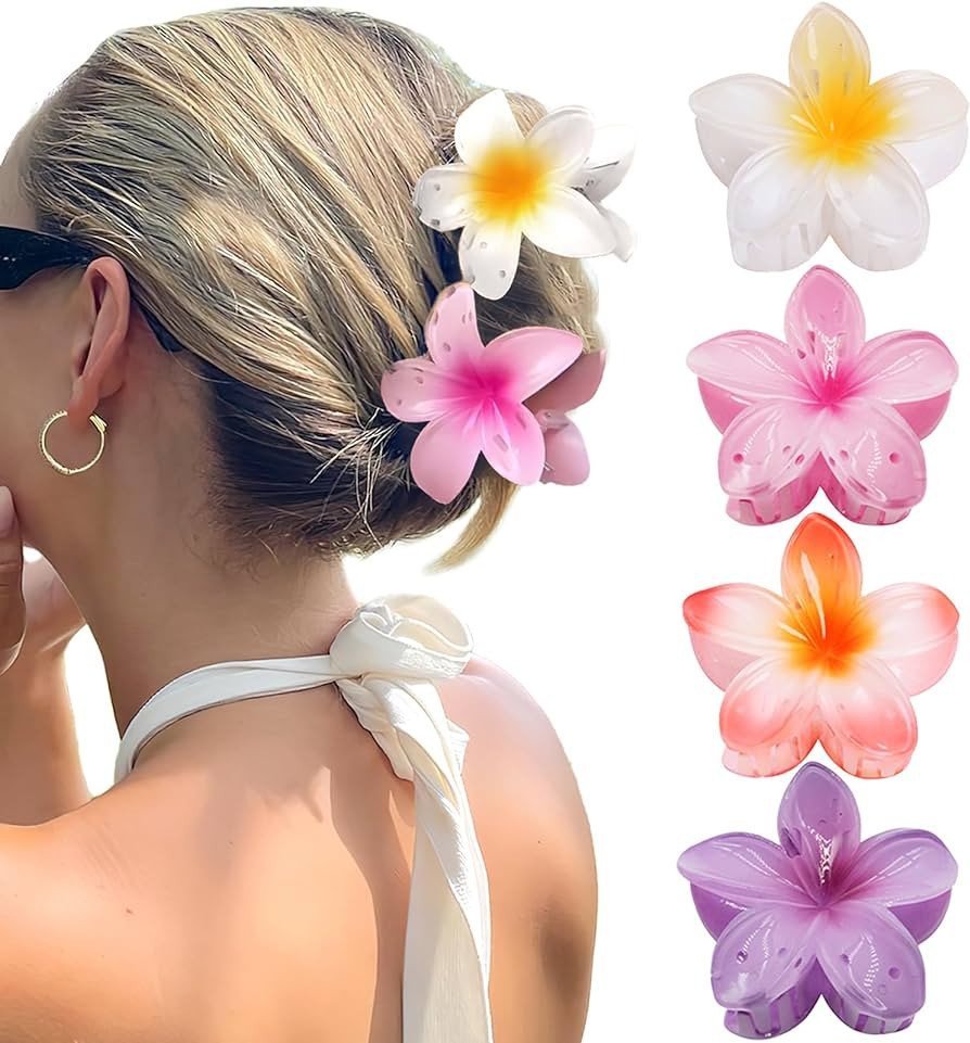 GQLV Flower Hair Claw Clips-4PCS for Thick Hair,Strong Hold Nonslip,Hawaiian,Cute Large Hair Clip... | Amazon (US)