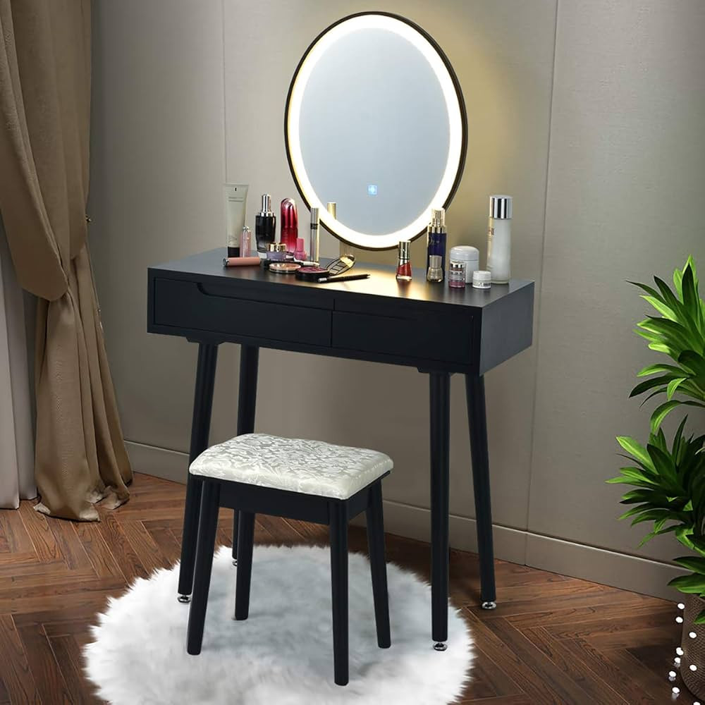 CHARMAID Vanity Set with Lighted Mirror, 3 Modes Adjustable Brightness Mirror, Makeup Dressing Ta... | Amazon (CA)