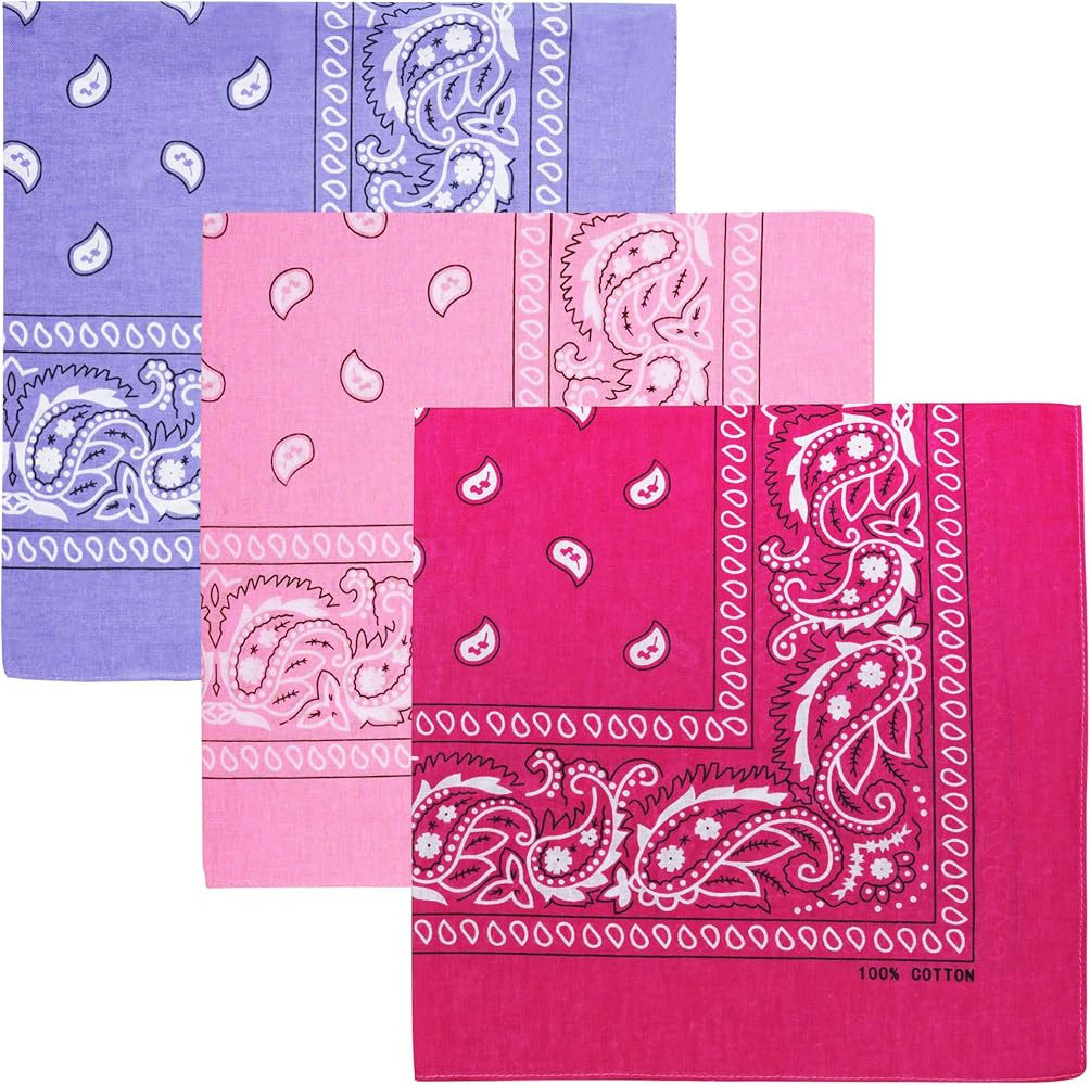 100% Cotton Large Bandanas for Men and Women, 22 Inch Paisley Bandana with Multiple Colors | Amazon (US)