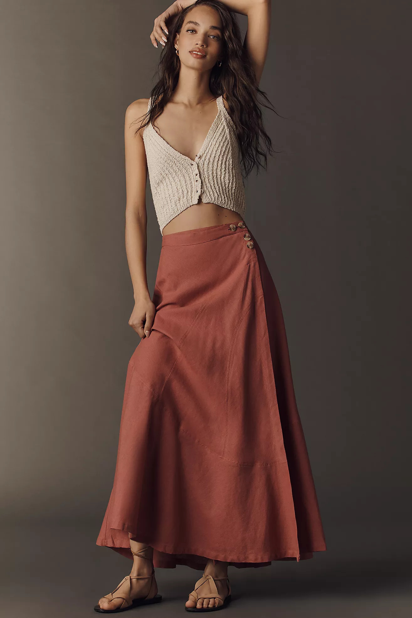 By Anthropologie Seamed Linen Wrap Skirt | Anthropologie (US)