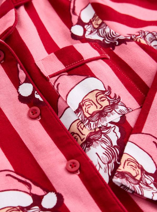 Matching Family Kid's Christmas Pink Stripe Santa Traditional Pyjamas 1-2 years | Tu Clothing