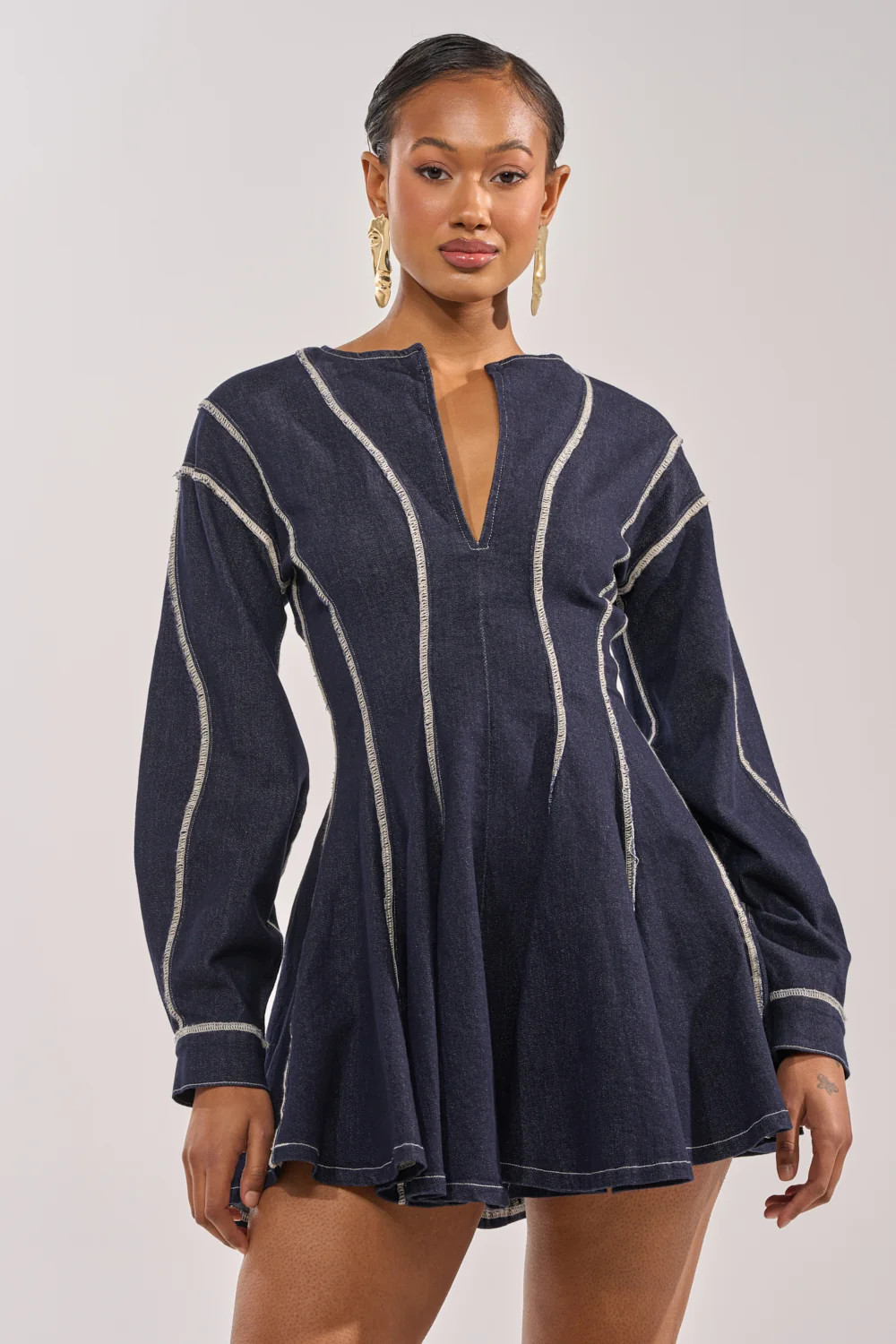 PLAYDATE DENIM MINI DRESS | AKIRA