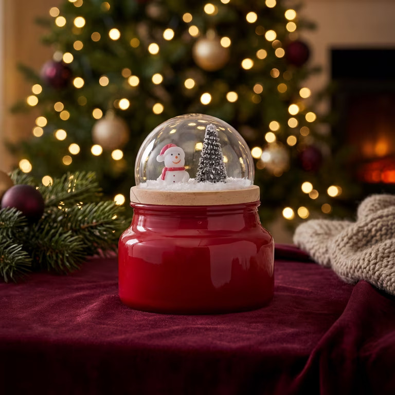 Mainstays 7oz Cranberry Mandarin Scented Candle with Santa Village Snowglobe | Walmart (US)
