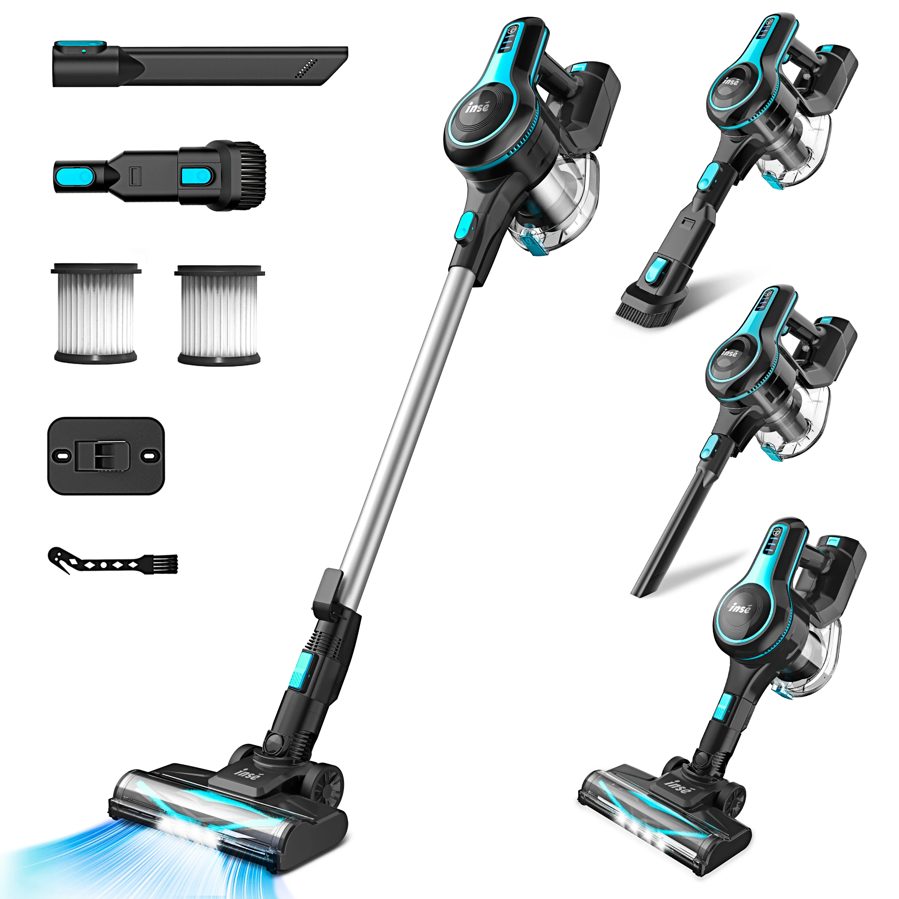 INSE Cordless Vacuum Cleaner,6-in-1 Rechargeable Stick Vacuum Lightweight for Carpet Hardfloor Pe... | Walmart (US)
