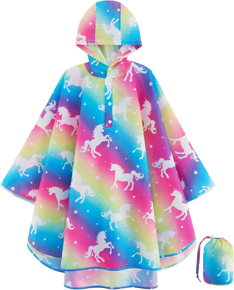 WAWSAM Lightweight Rain Poncho Kids, Ponchos for Kids Waterproof Reusable Hooded, Kids Poncho Rai... | Amazon (US)