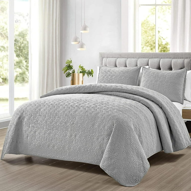 Mocaletto Luxury 2 Piece Twin Size Quilts, Elegant&Reversible Quilt Set Light Gray Bedding Set wi... | Walmart (US)