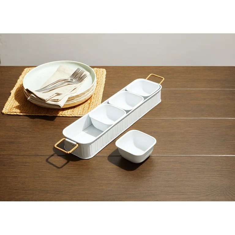 Better Homes & Gardens Galvanized Rectangle Condiment Tray, 17.44"L x 4.52" W, White | Walmart (US)