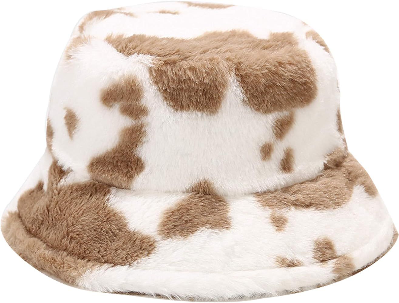 Umeepar Winter Faux Fur Bucket Hat Fluffy Warm Hat for Women Men | Amazon (US)