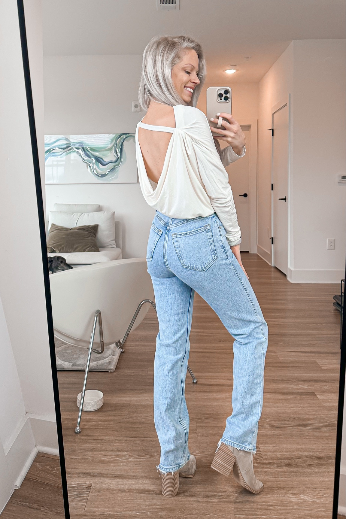 Loving this draped back tee from Express. Worn with my favorite Amazon workout top for no bra lines!

#LTKunder50 #LTKFind #LTKunder100