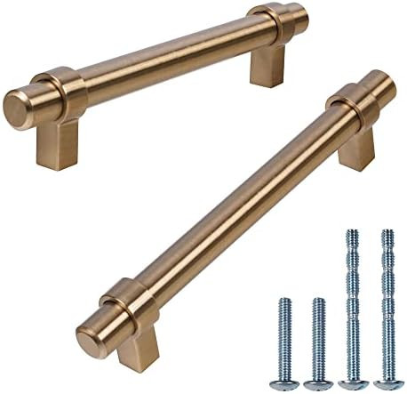 Triumph Hardware Gold Brushed Cabinet Handles,10 Pack,5-1/16 in 128mm Brass Cabinet Pull,Champagne B | Amazon (US)