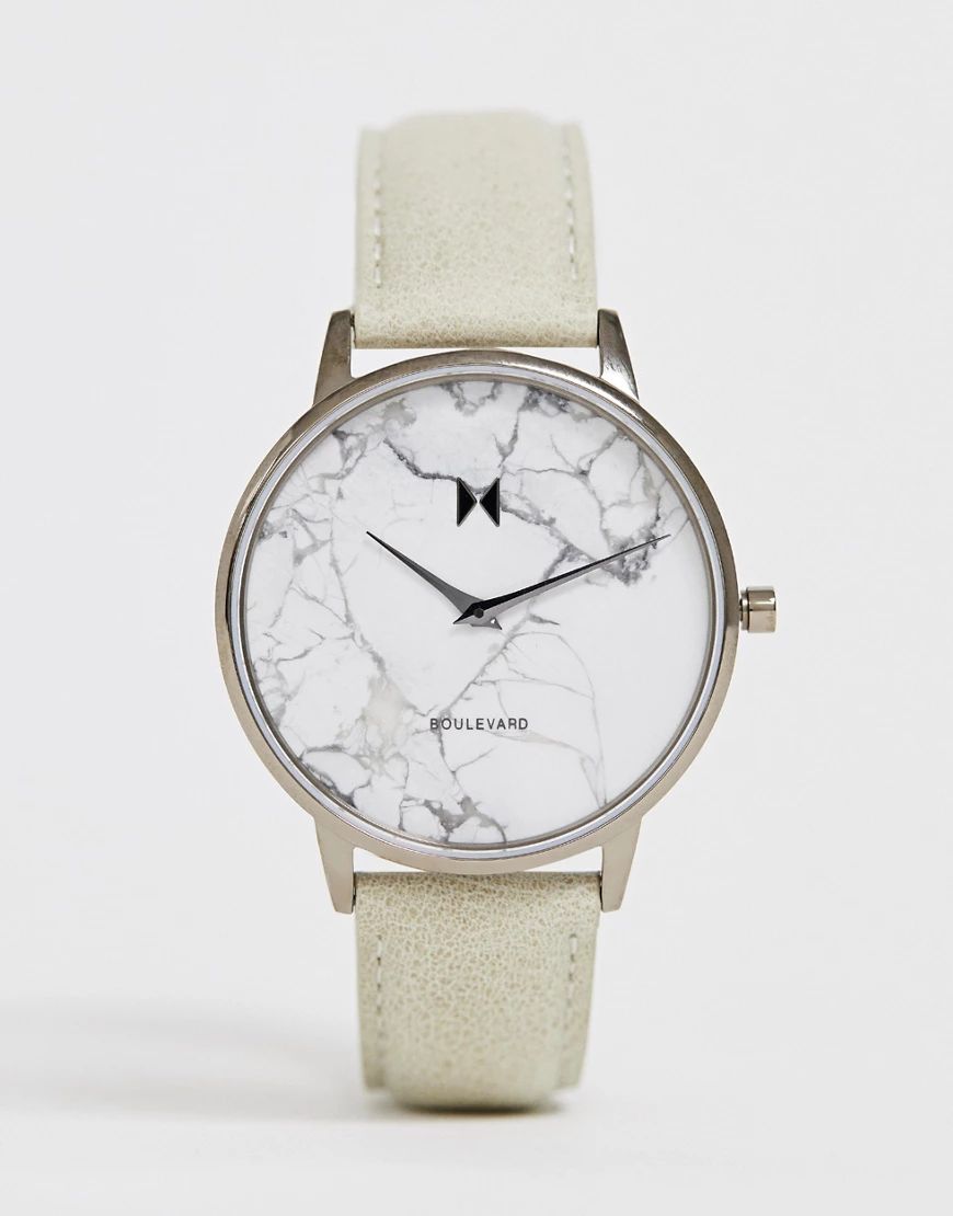 MVMT Boulevard leather watch with marble dial-Beige | ASOS (Global)