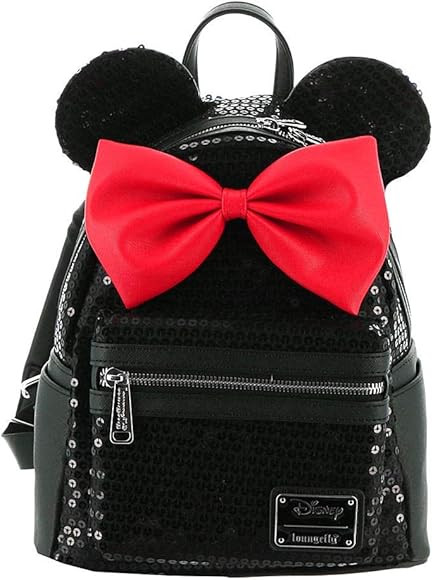 Loungefly Disney Minnie Sequin Mini Backpack Black-Red, Black, Size One Size | Amazon (US)