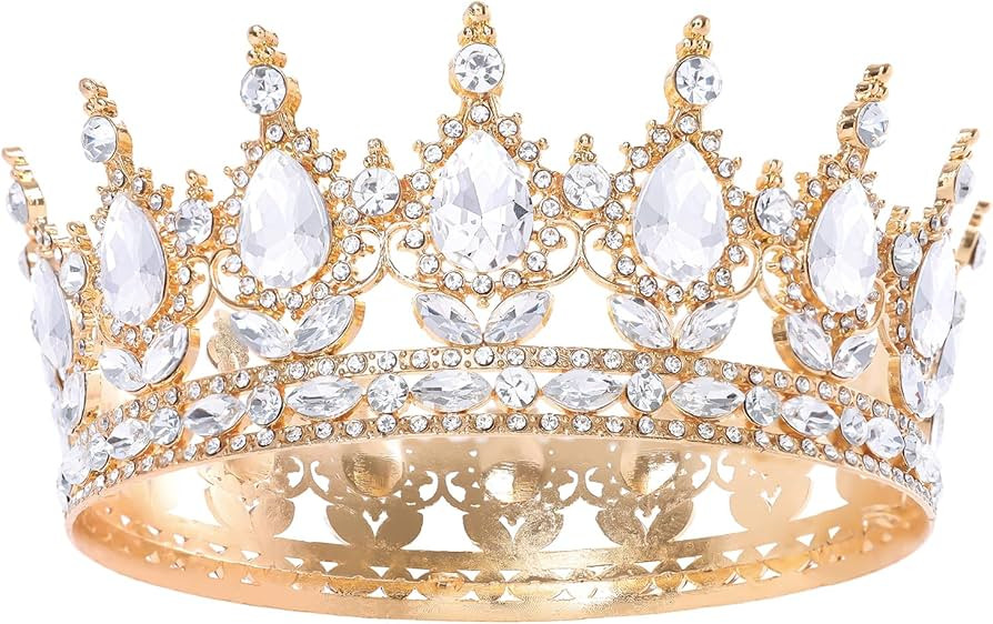 Gold Queen Crown for Women Crystal Tiara for Girl Rhinestone Wedding Headband for Bride Hair Acce... | Amazon (US)