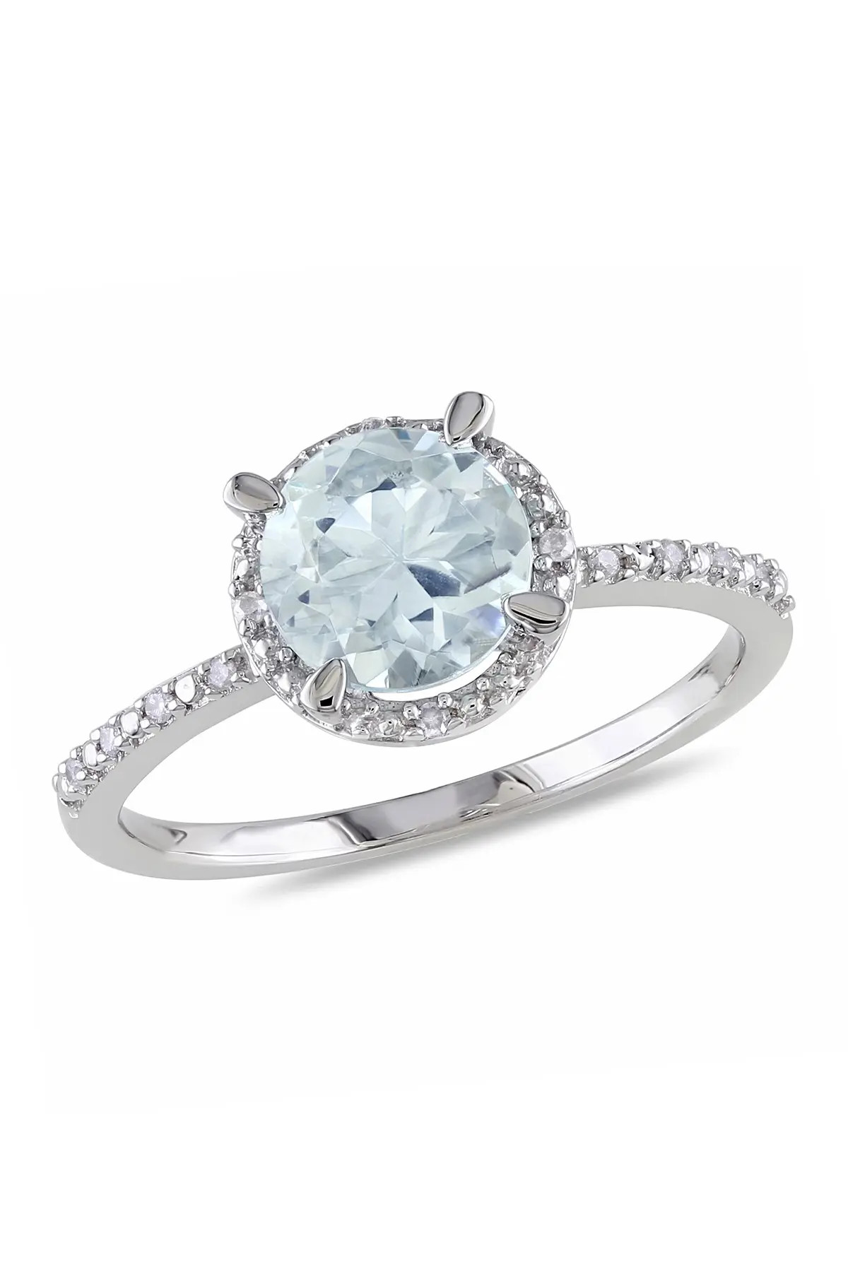 Delmar Sterling Silver Round Aquamarine & Diamond Halo Ring at Nordstrom Rack | Nordstrom Rack