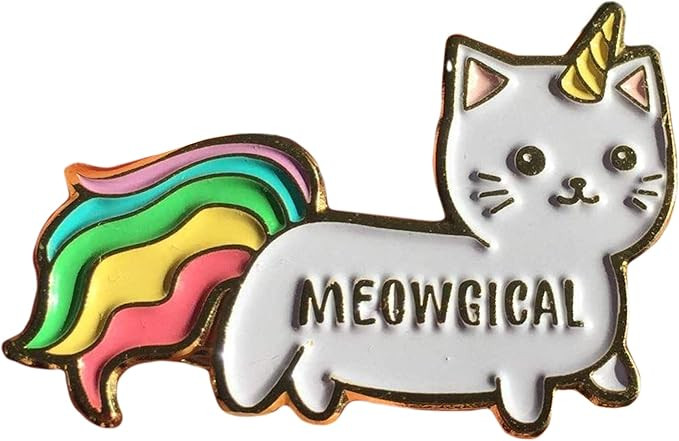 Stickeroonie Cute Rainbow Meowgical Caticorn Lapel Pin, Colorful Magical Cat Unicorn Gold Plated ... | Amazon (US)