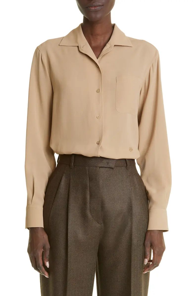 Silk Crepe Button-Up Shirt | Nordstrom